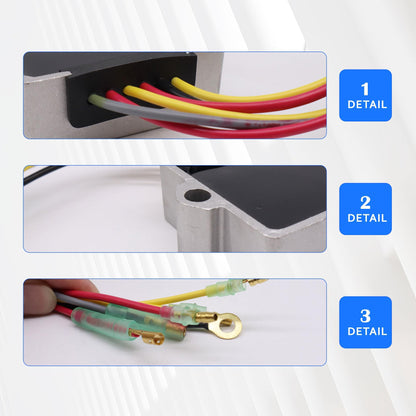 HiSport 883072 Regulator Rectifier Compatible with mercury 40 50 55 60 125 135 150 1992, 1993, 1994, 1995, 1996, 1997, 1998 HP outboard 75 90 100 115 1989-2000, 2001, 2002, 2003, 2004, 2005, 2006
