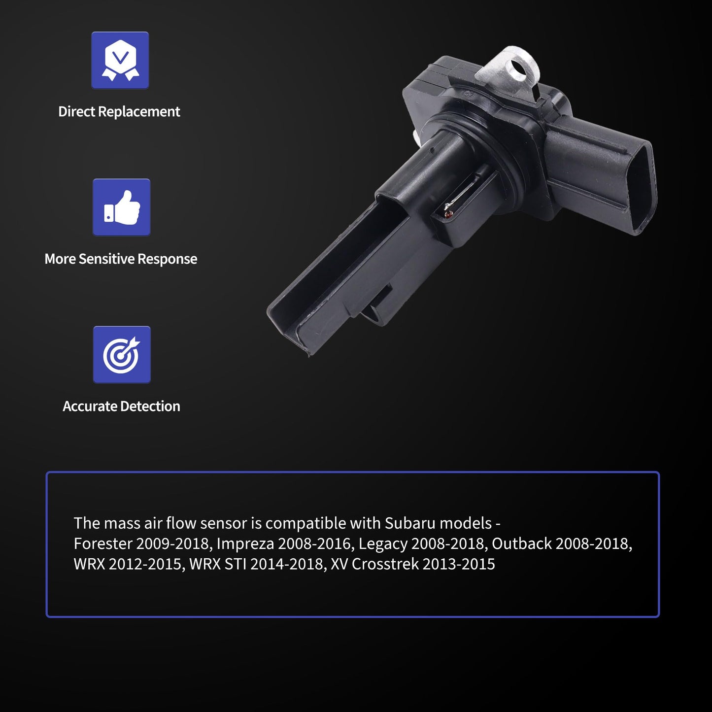 HiSport MAF Mass Air Flow Sensor - Compatible with Subaru Forester Impreza Legacy Replaces 22680AA380 22680AA38A 336-50129 336-50130