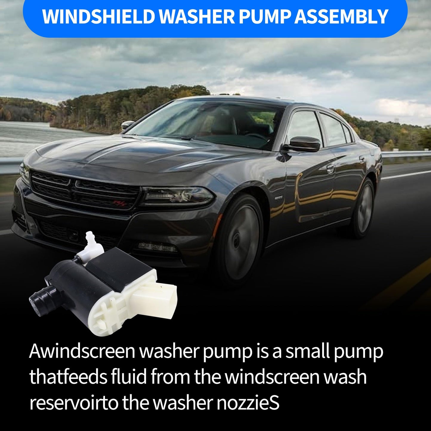 HiSport 98510-2v100 Windshield Wiper Pump - Compatible with Hyundai Santa Fe XL 2019 Santa Fe 2013-2018