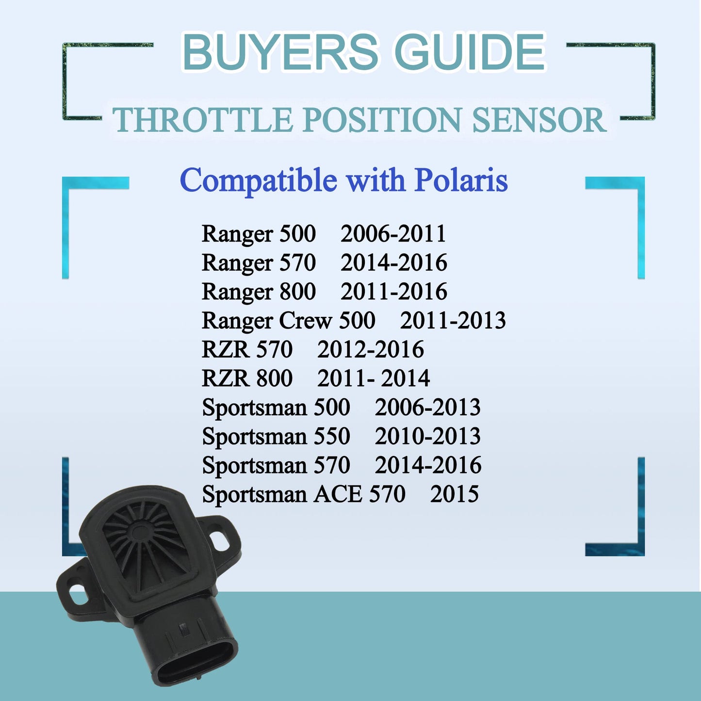 HiSport Throttle Position Sensor Compatible with Polaris Ranger 500/570,RZR 570 800,Sportsman 500/550/570 4x4 HO 2006-2016 Replace 3131705 3140173
