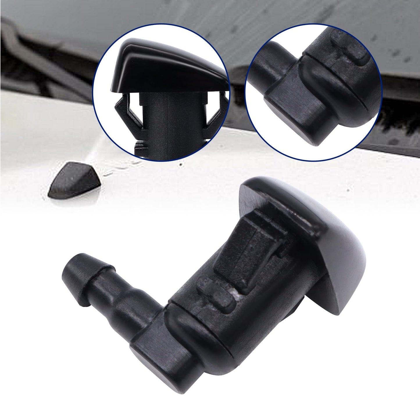 HiSport 8E5Z-17603-A Windshield Washer Nozzle - Compatible with Ford Fusion Lincoln MKZ 2008 2009 2010 2011 2012 Mercury Milan 2008 2009 2010 2011 - (Two Side)