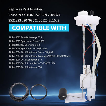 HiSport 47-1002 Electric Fuel Tank Pump Assembly Compatible with Polaris Sportsman 450 570 850 ETX Touring X2 XP 2014 2015 2016 2017 2018 2019, Hawkeye 325, Scrambler 850 Replace 73-8912