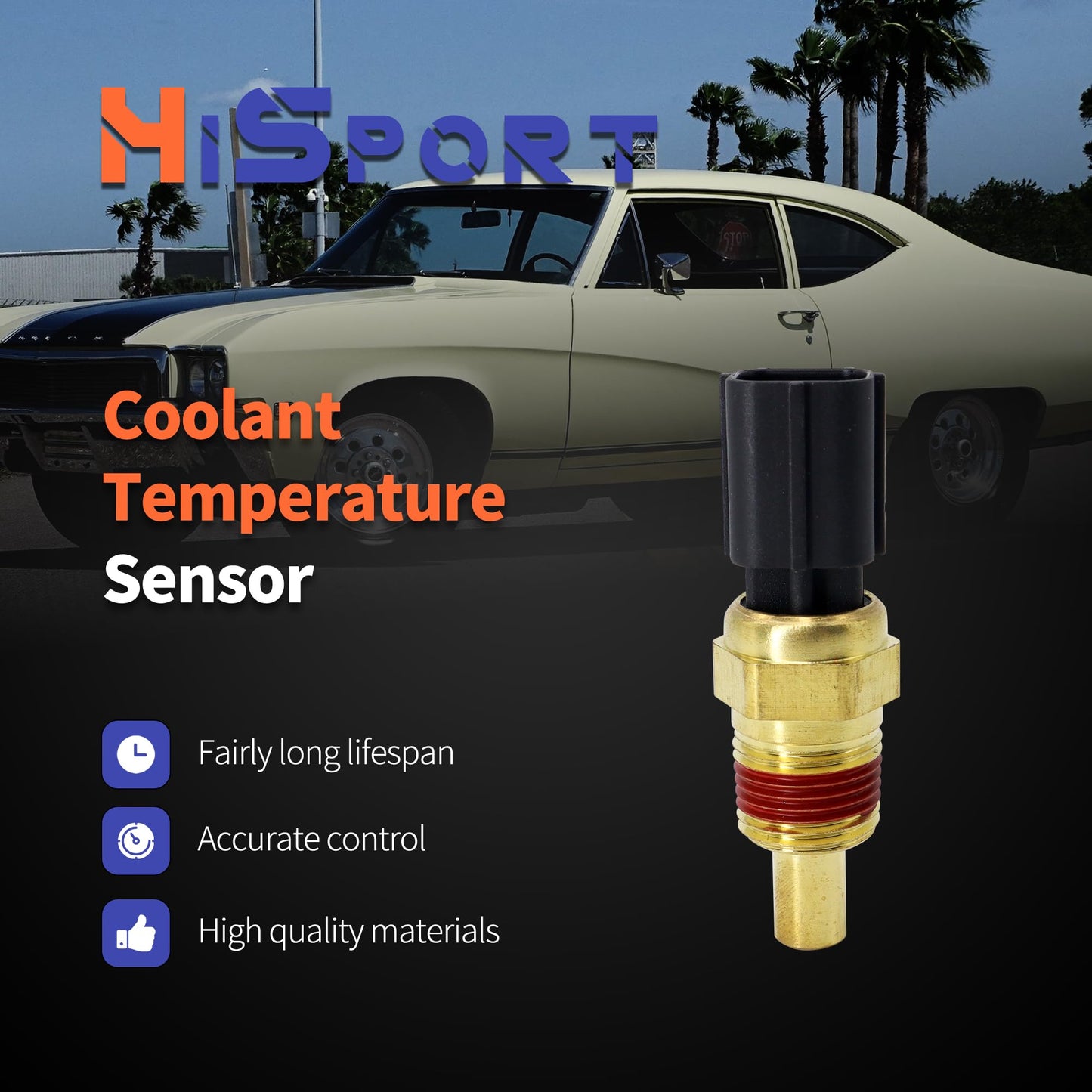 HiSport Engine Coolant Temperature Sensor - Compatible with Buick Allure Chevrolet Silverado GMC Pontiac Replace 56027873