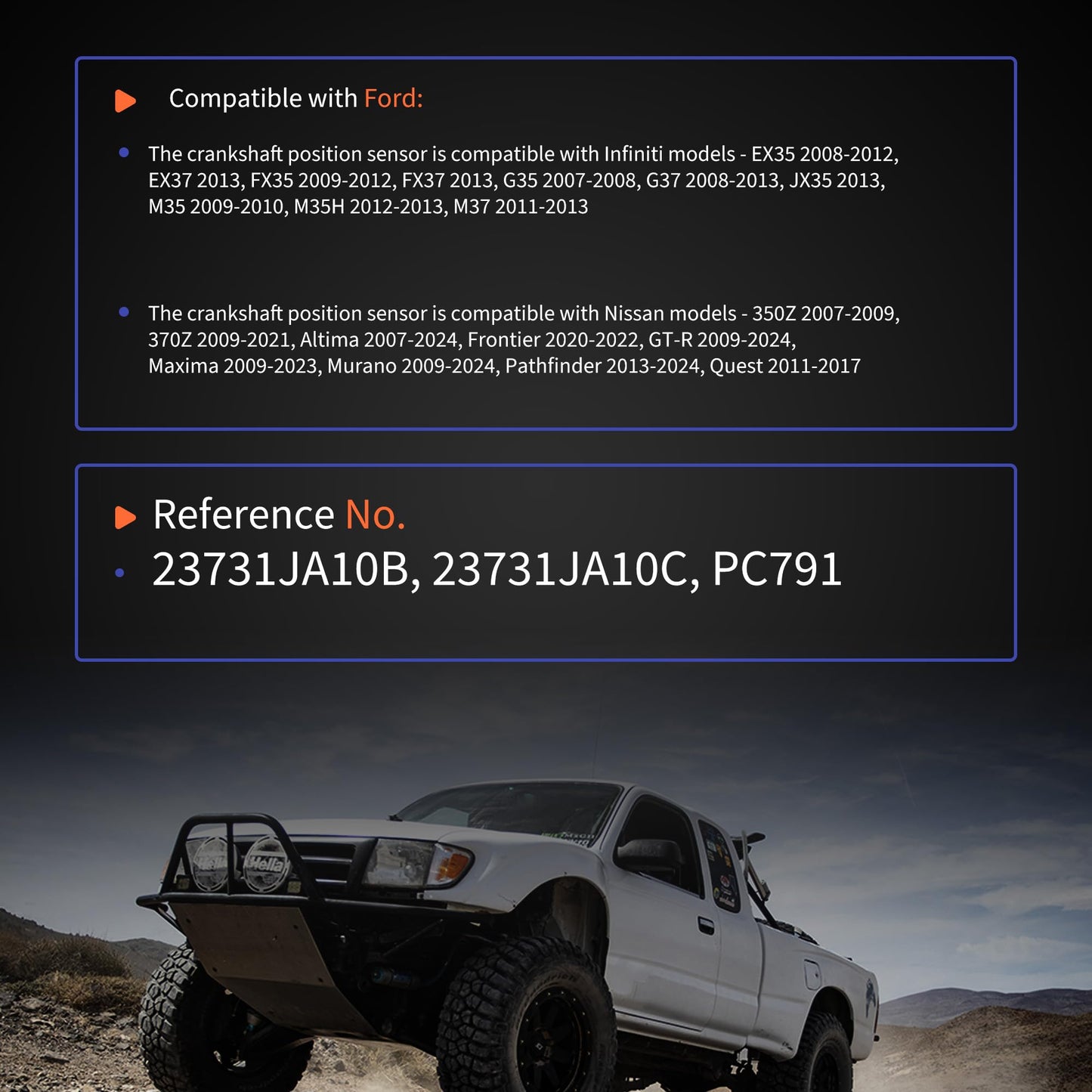 HiSport Crankshaft Position Sensor - Compatible with Infiniti EX35 EX37 FX35 FX37 Nissan 350Z 370Z Altima Renault Safrane Replaces 23731JA10B