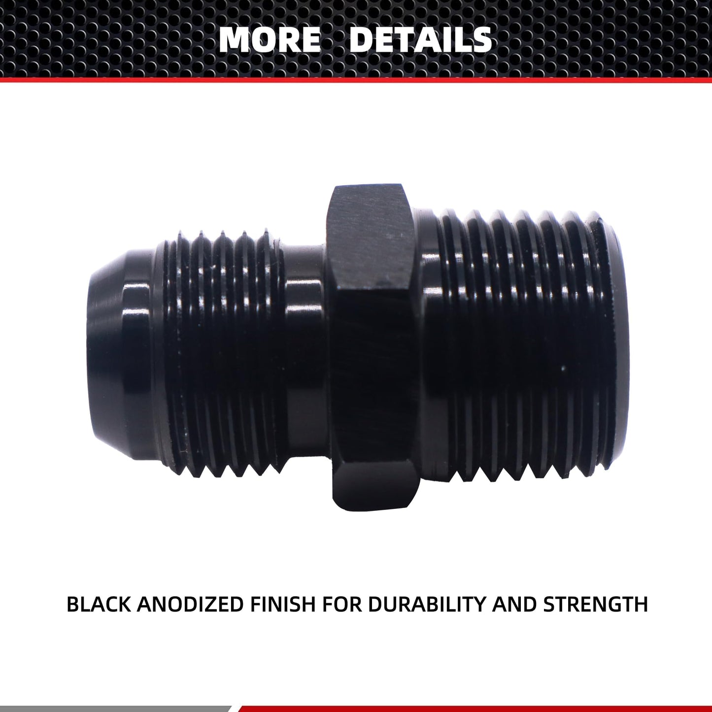 HiSport 8AN to 3/8 NPT Male Hose Fitting Adapter, Universal Aluminum Flare Male 8AN to 3/8'' NPT Union Fuel Oil Line Pipe Connector Black Anodized