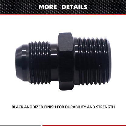 HiSport 8AN to 3/8 NPT Male Hose Fitting Adapter, Universal Aluminum Flare Male 8AN to 3/8'' NPT Union Fuel Oil Line Pipe Connector Black Anodized
