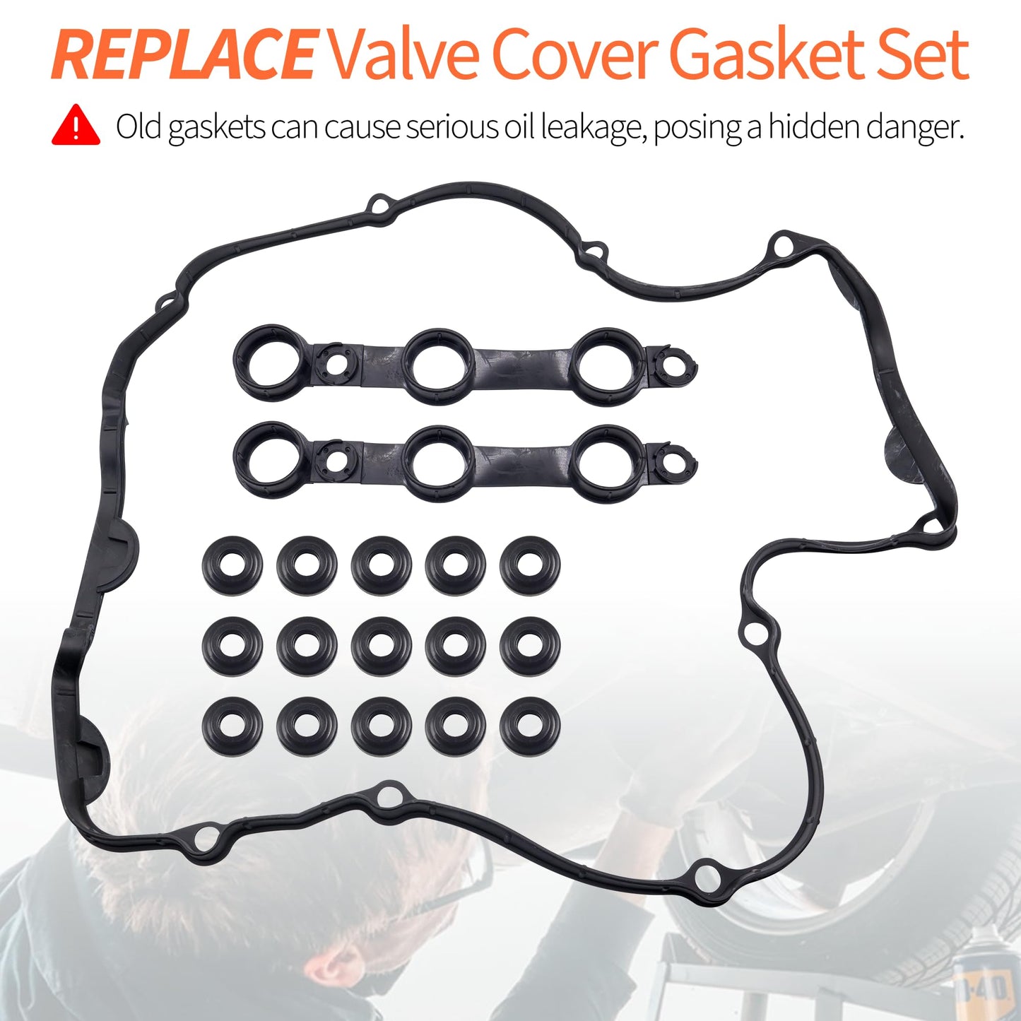HiSport Valve Cover Gasket Set - Compatible with BMW 325Ci 325i 325xi 525i Z3 323Ci 323i 328Ci 328i 528i Z3 330Ci 330i 330xi 530i X5 Z3 1998-2002 2.5L 2.8L 3.0L - Replace 11121726537
