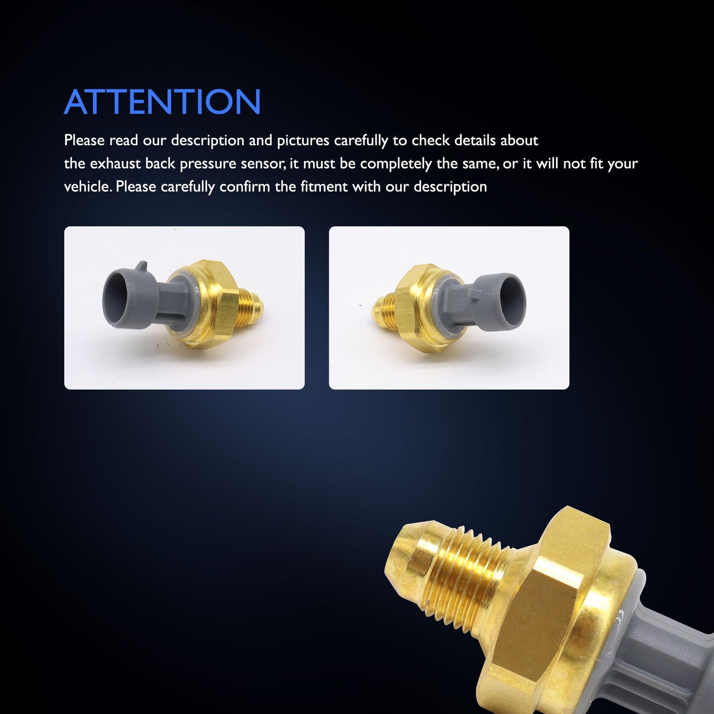 HiSport Exhaust Back Pressure Sensor - Compatible with International CXT Durastar Ford F-250/F-350/F-450/F-550 Super Duty Replaces 1846480C2