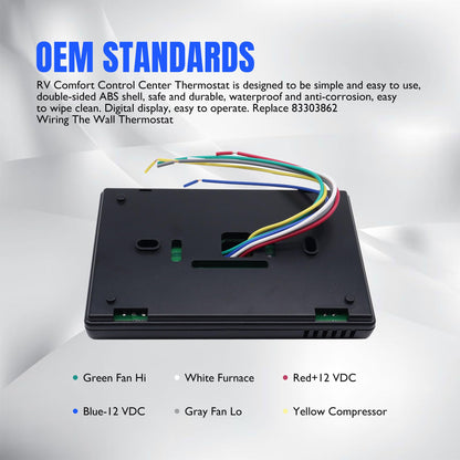 HiSport Motorhome 83303862 Upgrade T-Stat Wall Digital Thermostat Replacement for Coleman Mach 8330-336 337 338 339 368 386 Digital Thermostat Heat/Cool Air Conditioner Digital