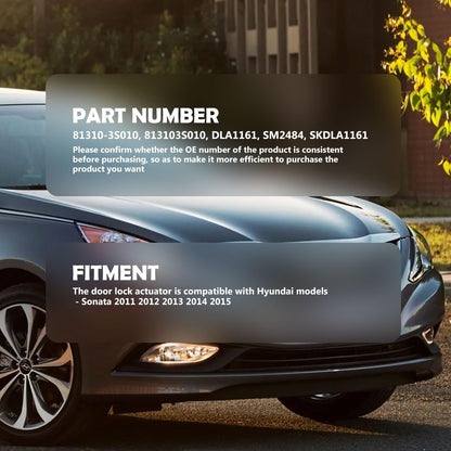 HiSport Front Left Driver Side Door Lock Actuator - Compatible with Hyundai Sonata 2011-2015 Replaces 81310-3S010 813103S010