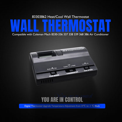 HiSport Motorhome 83303862 Upgrade T-Stat Wall Digital Thermostat Replacement for Coleman Mach 8330-336 337 338 339 368 386 Digital Thermostat Heat/Cool Air Conditioner Digital
