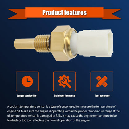 HiSport 37870-RTA-005 Engine Coolant Temperature Sensor Compatible with Honda Civic 2006-2020, CR-V 2007-2017, CROSSTOUR 2012-2015, Accord, Element, HR-V, Odyssey, Acura ILX, MDX, RDX, RLX, TLX