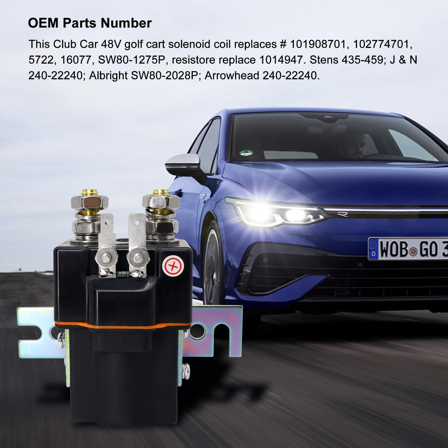 HiSport 101908701 Heavy Duty Solenoid Compatible with Club Car 48V, 4 Terminal Solenoid Coil | 95-Up DS and 04-Up Precedent Golf Carts, DS Precedent Electric Carts SW80-2028P Replace Albright 5722