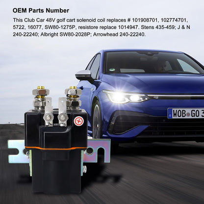 HiSport 101908701 Heavy Duty Solenoid Compatible with Club Car 48V, 4 Terminal Solenoid Coil | 95-Up DS and 04-Up Precedent Golf Carts, DS Precedent Electric Carts SW80-2028P Replace Albright 5722