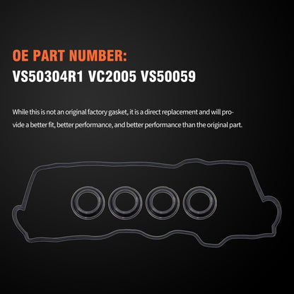 HiSport Valve Cover Gasket - Compatible with Toyota 1987-1991 Camry 1992-2001 Camry 1987-1989 Celica 1990-1999 Celica 1991-1995 MR2 1996-2000 RAV4 1999-2001 Solara 2.0L 2.2L - Replace VS50304R1