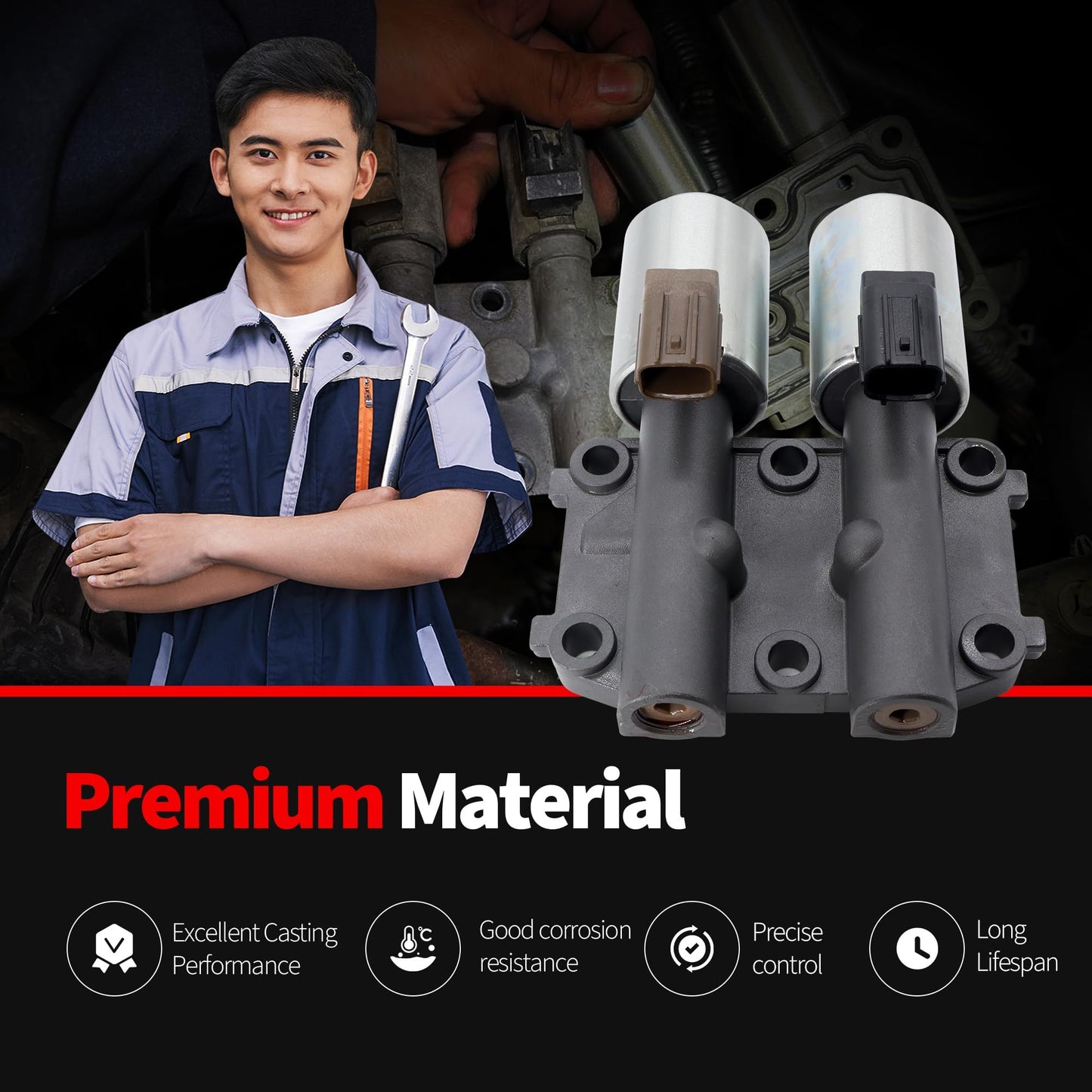 HiSport 28260-PRP-014 Transmission Dual Linear Solenoid Compatible with 2003-2007 Honda Accord CRV Acura L4 CR-V Acura RSX TSX Replacement for 98990B GEGT7610-262 90428C