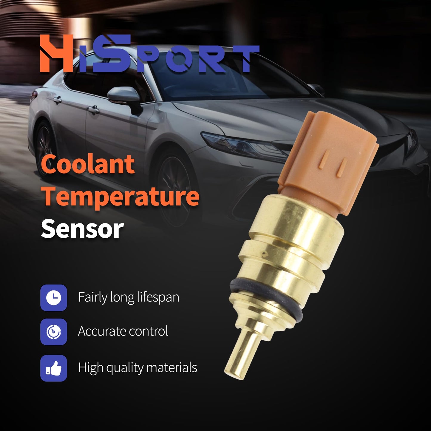 HiSport 39220-38010 Engine Coolant Temperature Sensor - Compatible with Dodge Hyundai Kia Replaces 3922038010