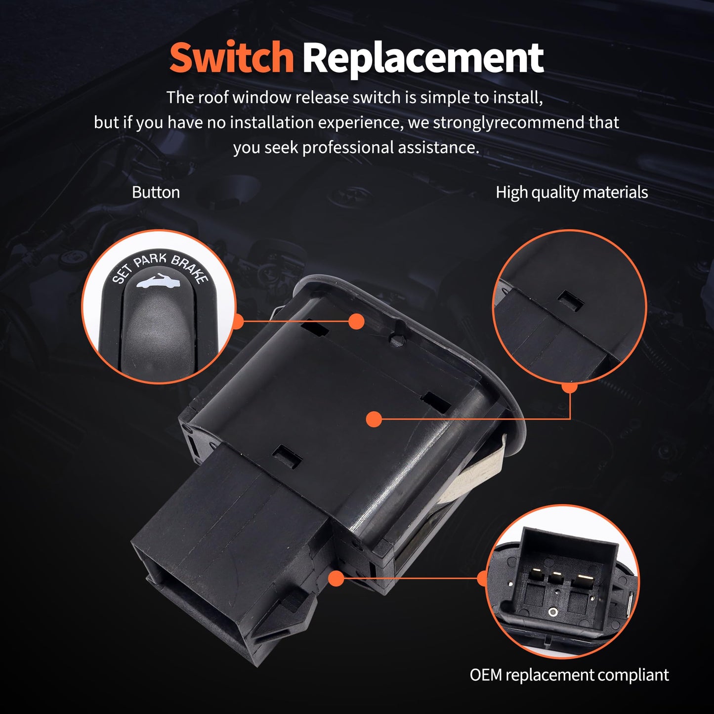 HiSport Convertible Top Switch Roof Open Button F4ZZ15668B - Compatible with Ford Mustang 1994 1995 1996 1997 1998 1999 2000 2001 2002 2003 2004