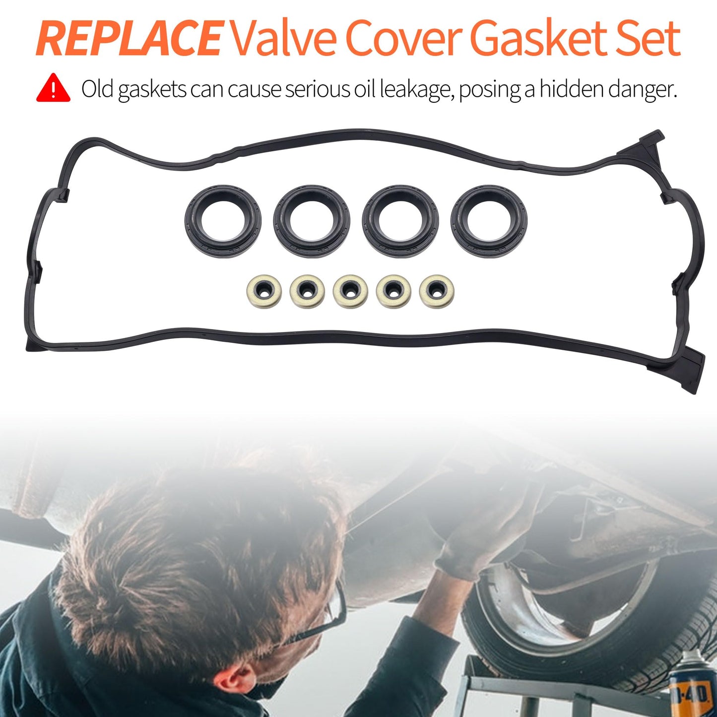 HiSport Valve Cover Gasket Set - Compatible with Acura 1997-2000 EL. Compatible with Honda 1992-2000 Civic 1.5L Honda 1993-1997 Civic del Sol - Replace VS50499R