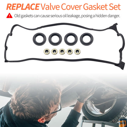 HiSport Valve Cover Gasket Set - Compatible with Acura 1997-2000 EL. Compatible with Honda 1992-2000 Civic 1.5L Honda 1993-1997 Civic del Sol - Replace VS50499R
