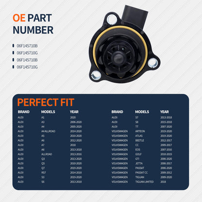 HiSport 06F145710G Turbocharger Bypass Valve - Compatible with Audi A3/S3 A4 B8 A5 for TT Compatible with VW for Golf for Jetta for Passat 1.4L 1.8L 2.0L - Replace 06F145710B