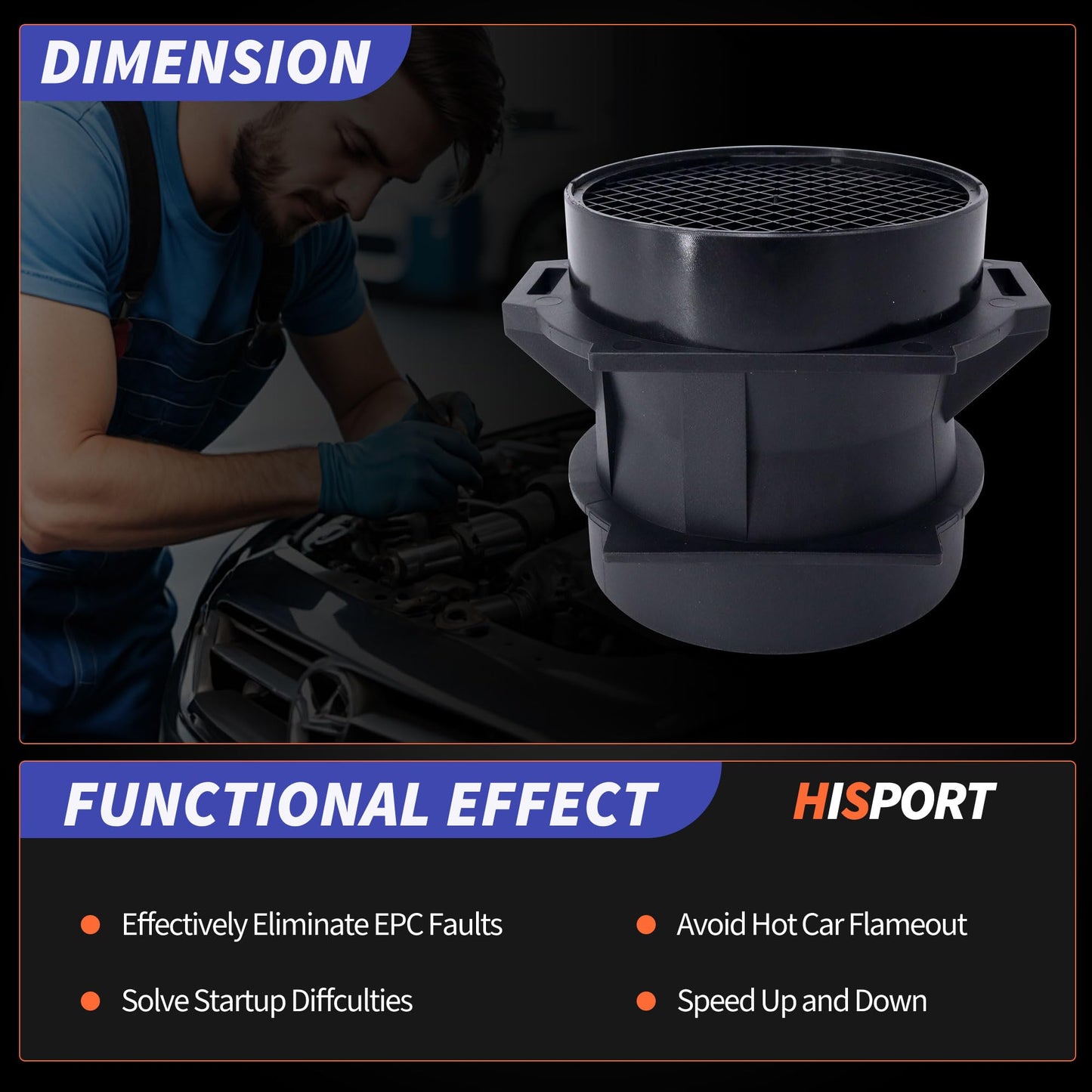 HiSport 13627513957 MAF Mass Air Flow Sensor - Compatible with BMW 325CI 325I X3 Z4 Replaces 13627566984 5WK96471