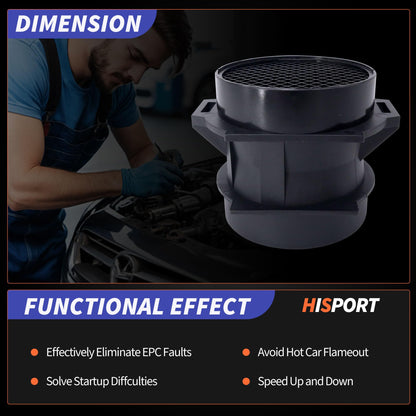 HiSport 13627513957 MAF Mass Air Flow Sensor - Compatible with BMW 325CI 325I X3 Z4 Replaces 13627566984 5WK96471