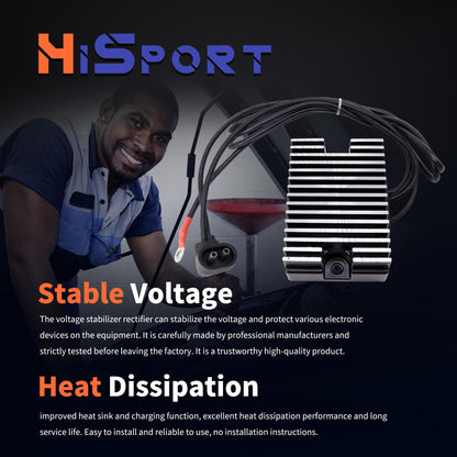 HiSport Voltage Regulator Rectifier - Compatible with Harley-Davidson CVO Dyna Fatboy Replaces 74519-88 74519-88A
