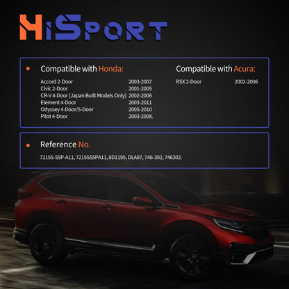 HiSport Door Lock Actuator Motor Front Left Driver Side 72155-S5P-A11 72155S5PA11 Compatible with Honda Accord Civic CR-V Element Odyssey Pilot, Replacement for Acura RSX