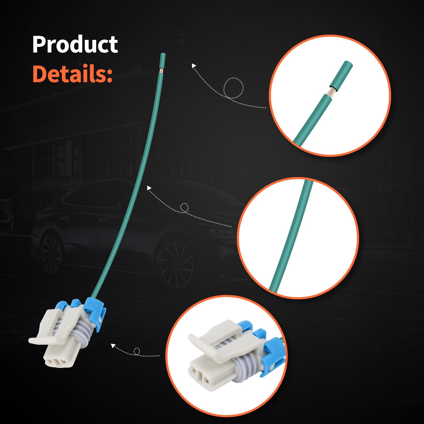 HiSport 1-Wire Pigtail Coolant Temperature Sensor Connector C1500 16CM - Compatible with GM Vehicles Chevy C1500 K1500 Tahoe Impala Buick Regal Oldsmobile 98