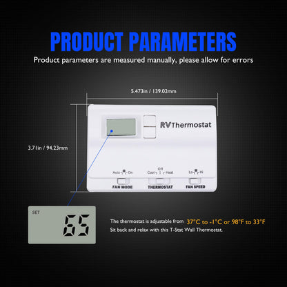 HiSport Motorhome 83303862 Upgrade T-Stat Wall Digital Thermostat Replacement for Coleman Mach 8330-336 337 338 339 368 386 Digital Thermostat Heat/Cool Air Conditioner Digital