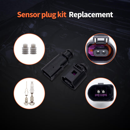 HiSport Connector Sensor Plug Adapter Plug Clip Kit - Compatible with Audi A3 A4 A5 A6 A7 A8 Q3 Q5 Q7 Volkswagen Beetle E-Golf Porsche Boxster Rabbit Replaces 1J0973702 8Z0820535 6RD820535
