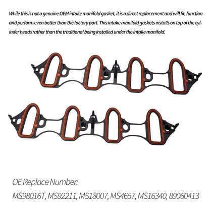 HiSport 89060413 Intake Manifold Gasket Kit - Compatible with Chevy Silverado Suburban Tahoe Yukon Savana GMC Sierra Cadillac Escalade | Direct Fit for 4.8L 5.3L 6.0L Engines - Part MS98016T
