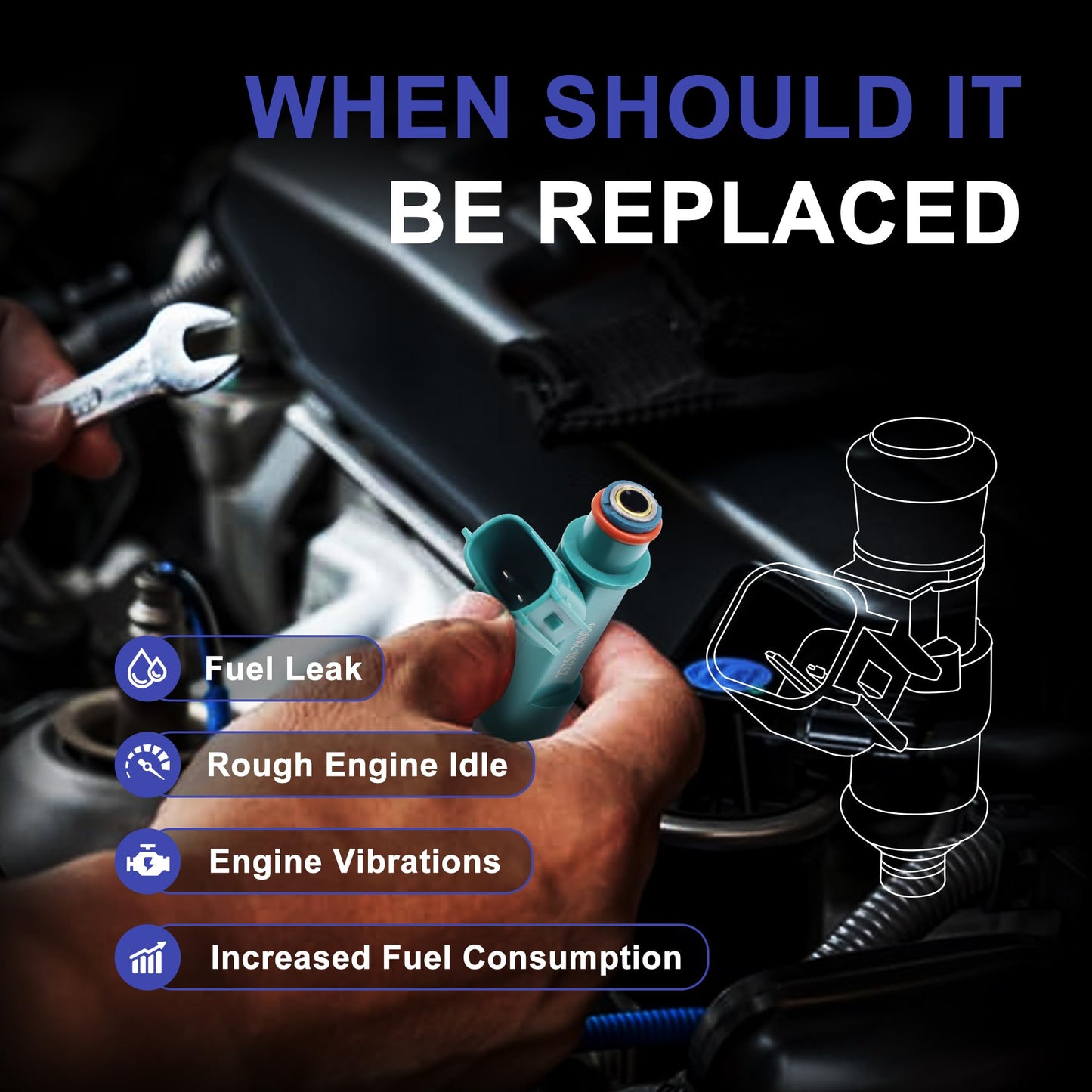 HiSport Fuel Injectors 23250-28080 Compatible with Toyota Matrix Highlander RAV4 Solara,Replacement for Scion TC XB 2.4L L4