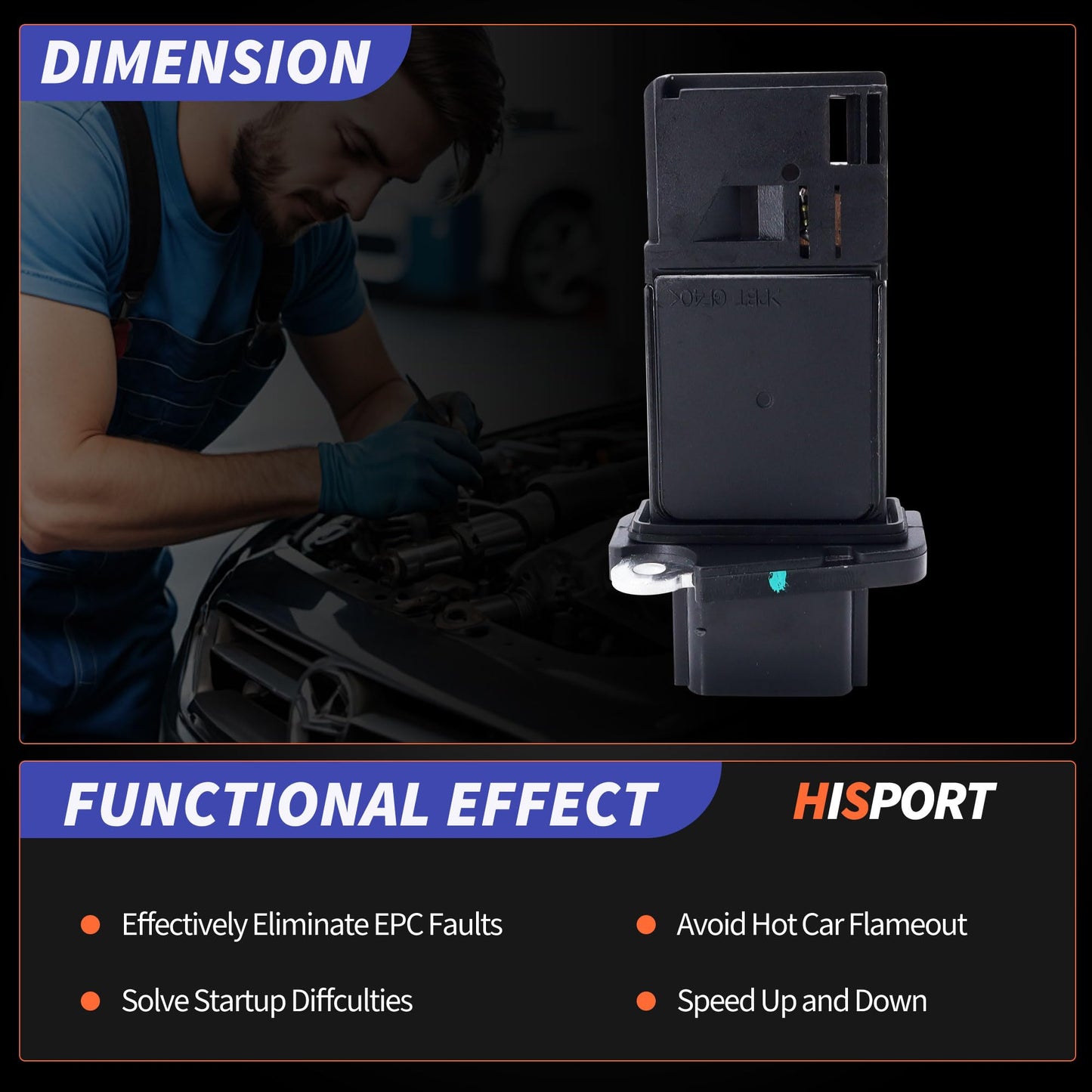 HiSport Mass Air Flow Sensor Compatible with Infiniti M56 Q70 Q70L 2011-2018 Nissan Juke 2011-2017 Replaces 74-50089 7450089 86-50089 8650089 MAS0353 5S13578 MA455 0986JG1612 2505017 135017