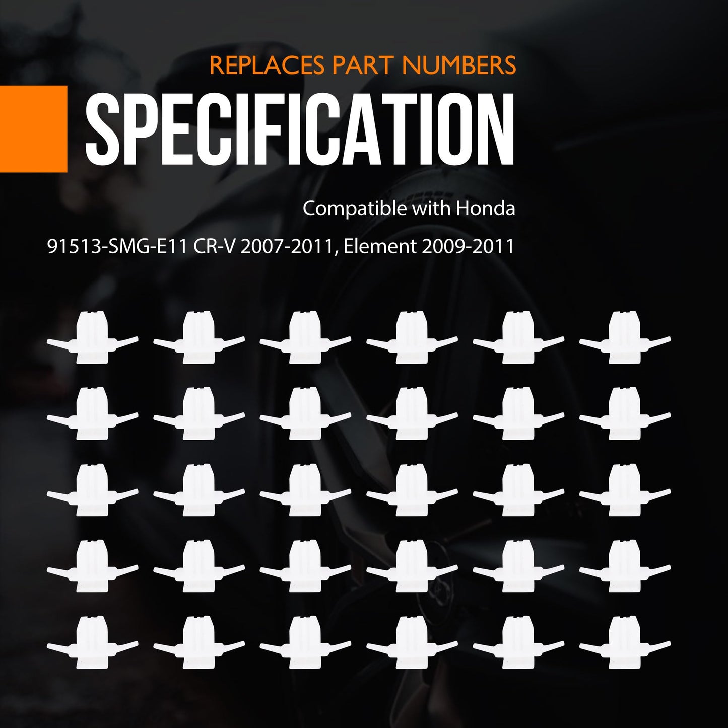 HiSport 30Pcs Molding White Nylon Clip Fender Retainer - Compatible with Honda CR-V Element Replaces 91513-SMG-E11