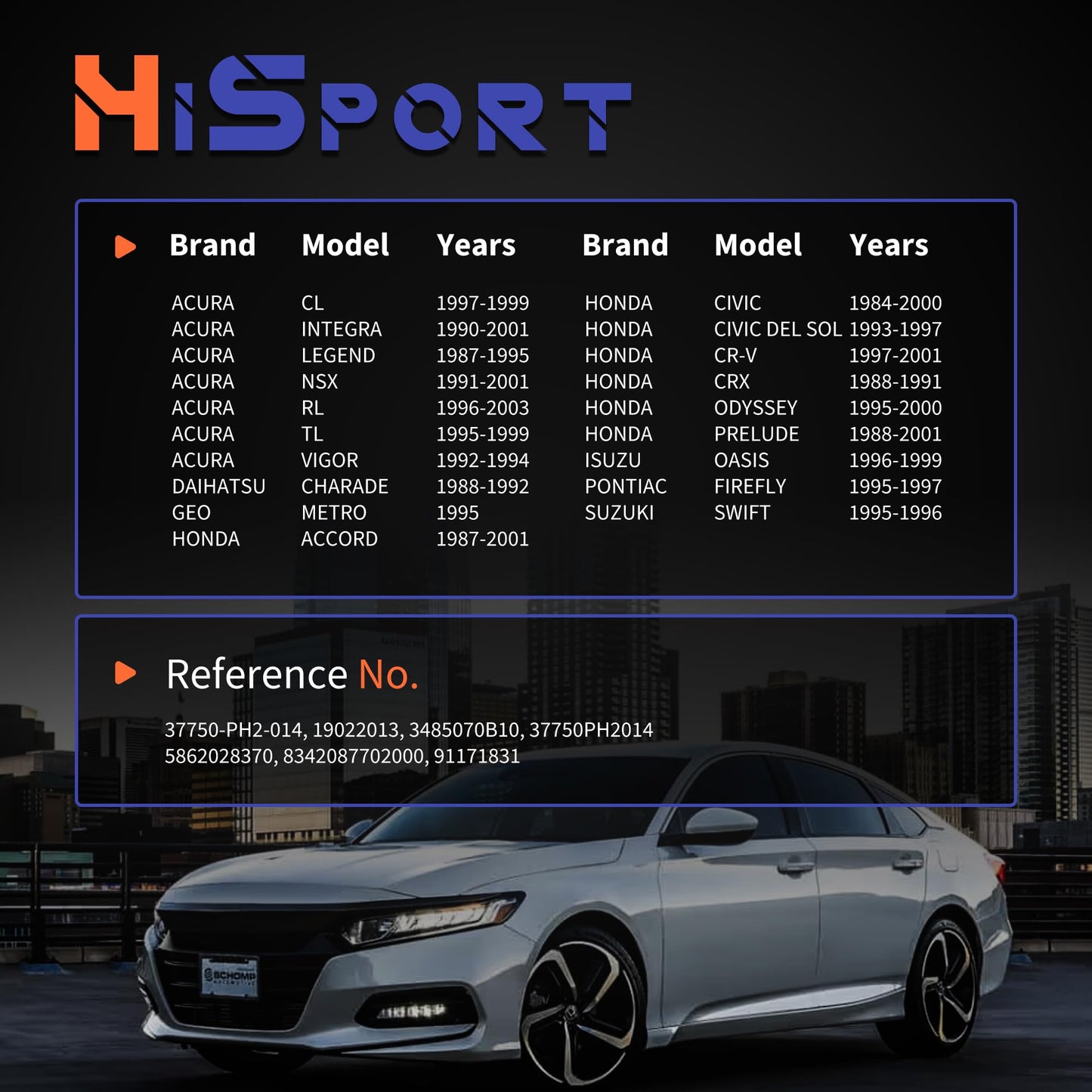 HiSport Engine Coolant Temperature Sensor - Compatible with Honda Accord CR-V Acura GEO Daihatsu Isuzu Pontiac Suzuki Temp Sensor Replace 37750-PH2-014