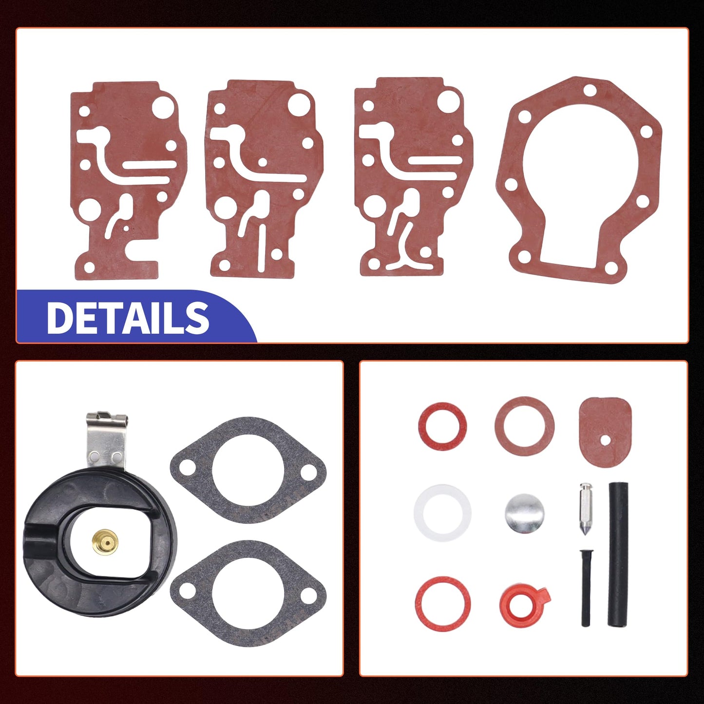 HiSport Carburetor Carb Repair Kit 439073 431897 18-7219 Replacement for Johnson Evinrude 6hp 8hp 9.9hp 15hp 20hp