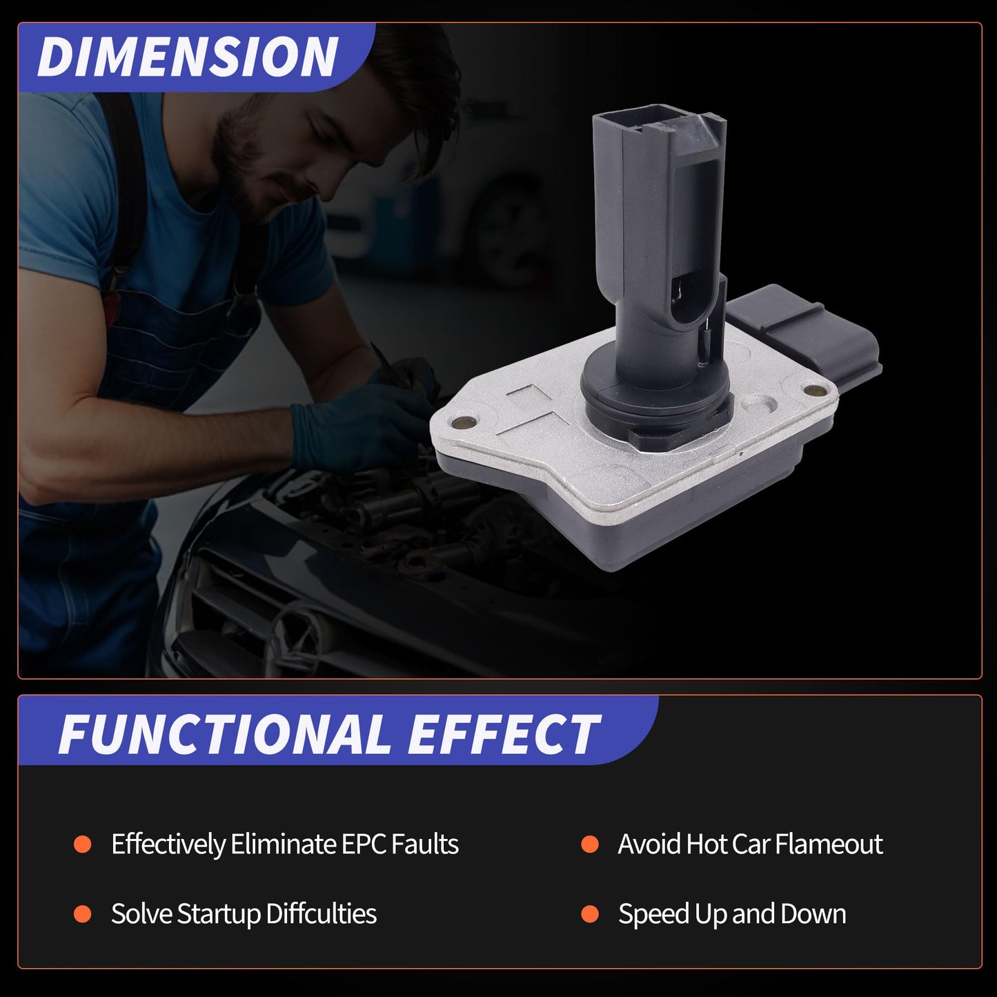 HiSport MAF Mass Air Flow Sensor - Compatible with Ford Mazda Mercury Replaces XF2Z12B579AB XF2Z12B579BA XF2F12B579BA