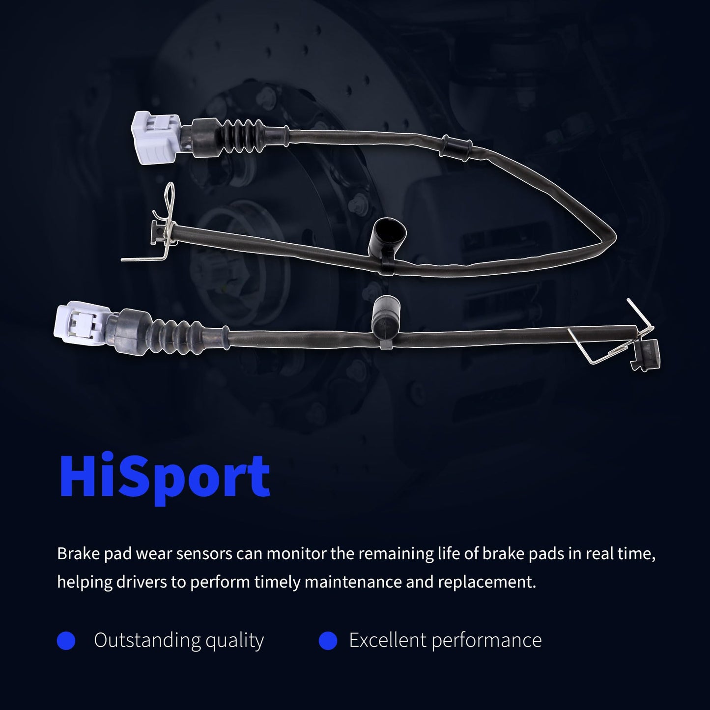 HiSport Disc Brake Pad Wear Sensor - Compatible with Lexus 2001-2006 LS430 4.3L V8 Front Driver or Passenger Side Replace 4777050050 4777050060