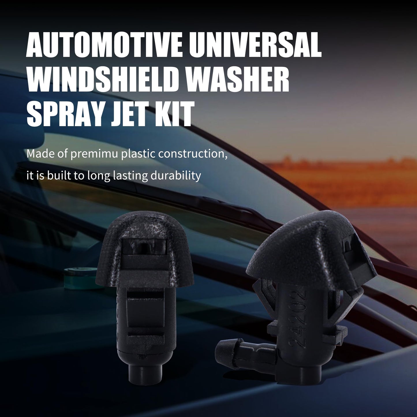 HiSport 76810-SZA-A01ZA Windshield Sprinkler Wiper Nozzle - Compatible with Honda Pilot 2009 2010 2011 2012 2013 2014 2015 - (Two Side)