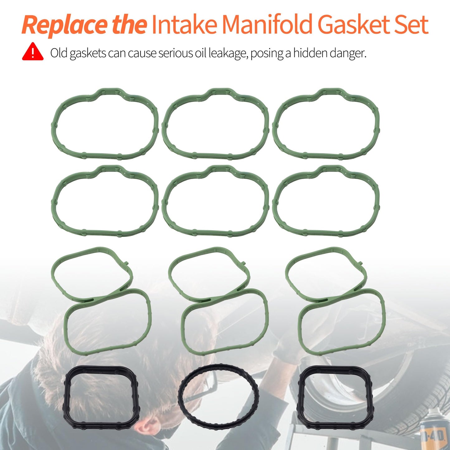 HiSport Intake Manifold Gasket Set MS97118 Compatible with Ford Edge Flex Fusion Taurus Taurus X 2007-2012,Replacement for Lincoln Mazda 6 CX-9 2007-2015,MKS MKT MKX MKZ 2007-2012 3.5L 24V Duratec