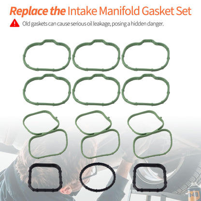 HiSport Intake Manifold Gasket Set MS97118 Compatible with Ford Edge Flex Fusion Taurus Taurus X 2007-2012,Replacement for Lincoln Mazda 6 CX-9 2007-2015,MKS MKT MKX MKZ 2007-2012 3.5L 24V Duratec