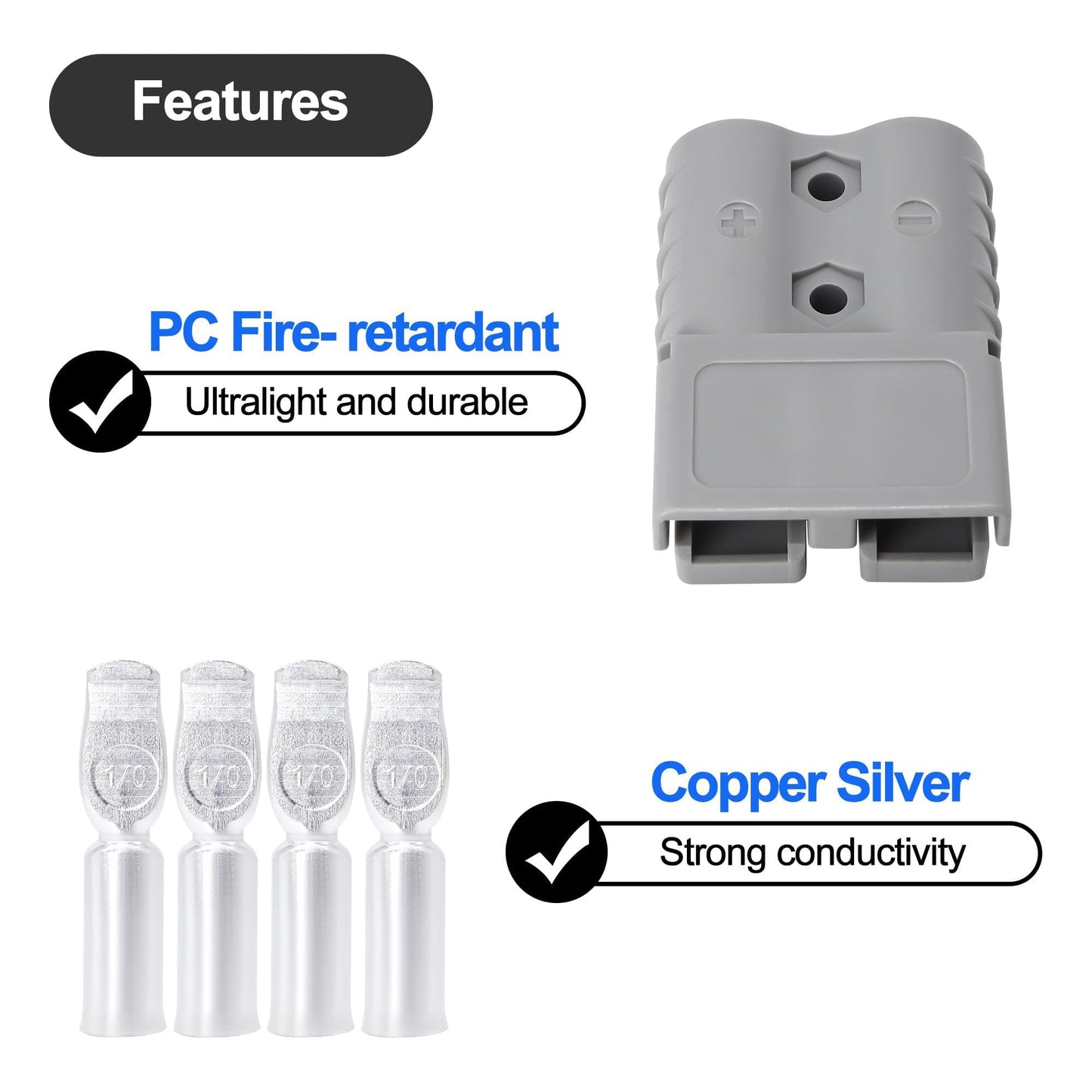 HiSport 120A Battery Quick Connect 120Amp 600V Compatible with Anderson Connector Plug, Battery Quick Disconnect Kit, Winch Quick Connect Wiring 2PCS