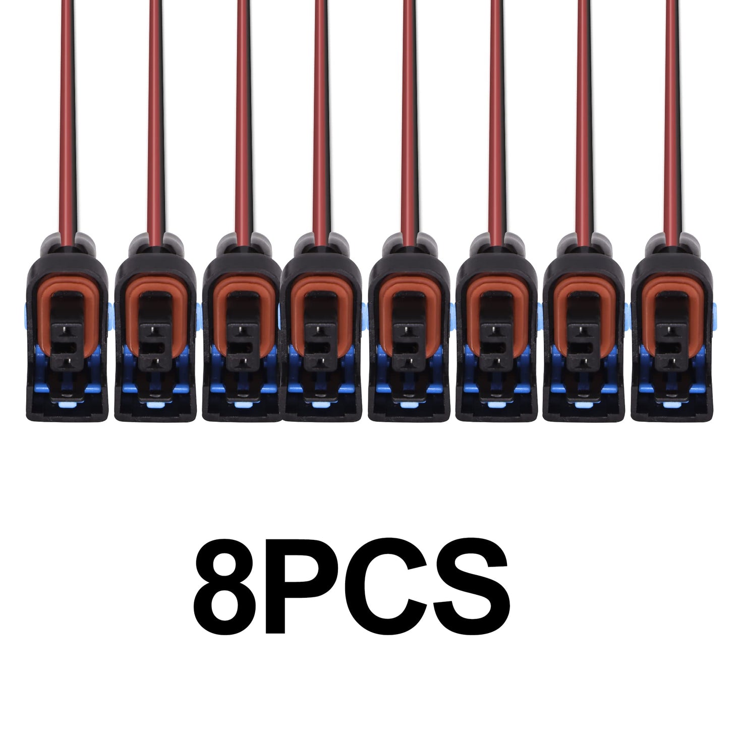 HiSport LS Truck Fuel Injector Connector Pigtail Wire Compatible with Chevrolet GMC 1500 2500 3500 Mini Multec 2 (8 pack) Replace 17113553 17113698 WPINJ31X8