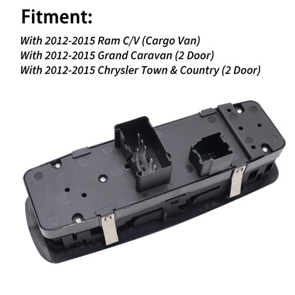 HiSport 68110870AB Power Master Window Switch Driver Side - Compatible with 2012-2015 Ram C/V 2012-2015 Grand Caravan 2012-2015 Chrysle Town Country 2 Door - 8+8 PINS Replace 68298870AA