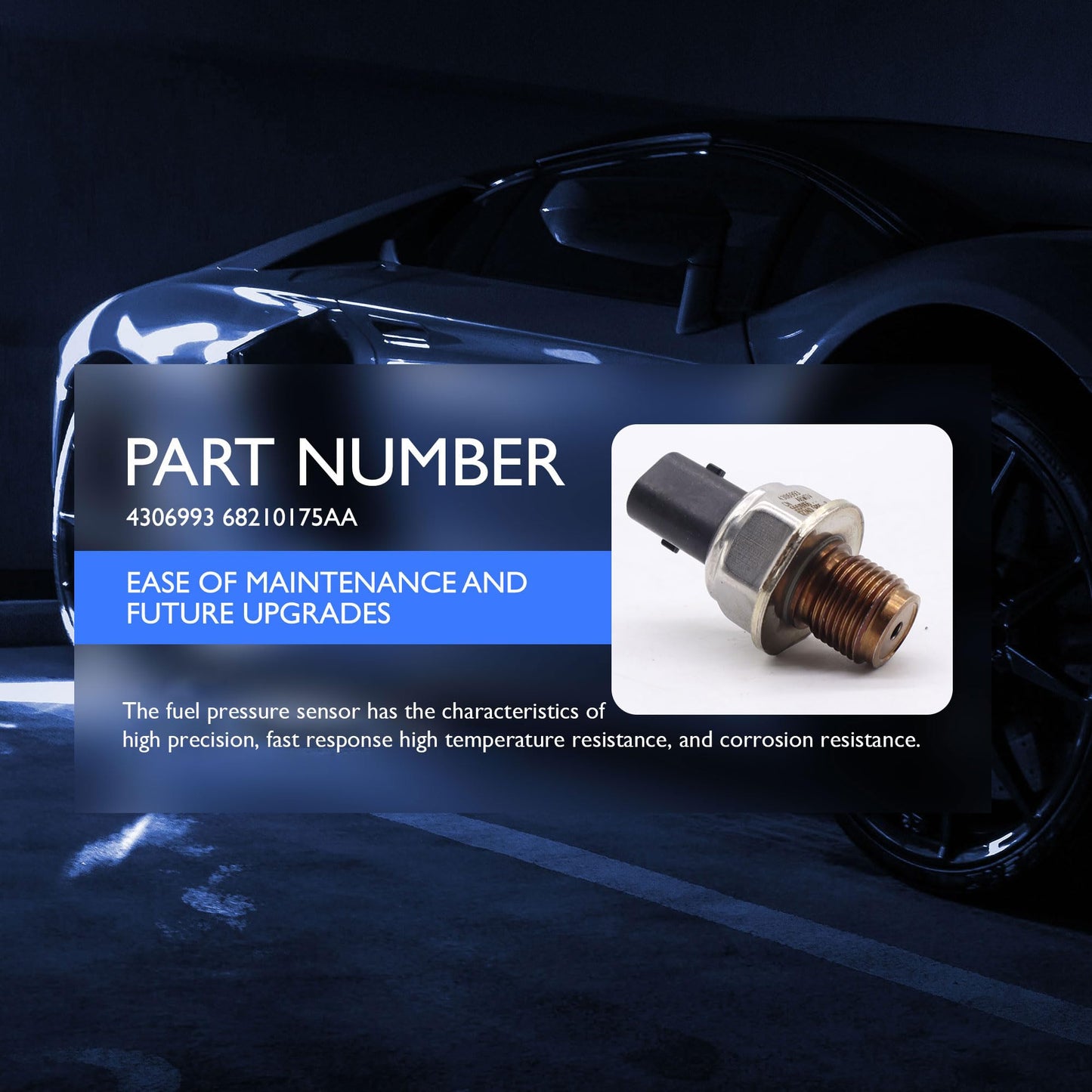 HiSport Fuel Rail Pressure Sensor - Compatible with RAM 2500 3500 2013-2015 6.7L - Replace 68210175AA