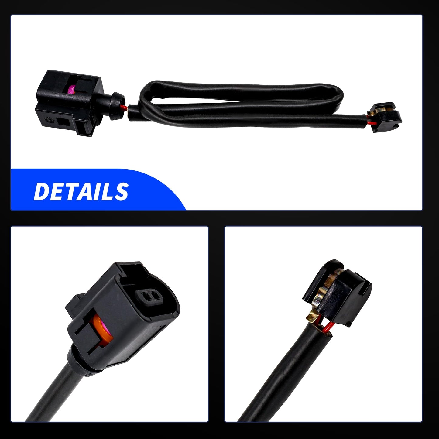 HiSport Driver and Passenger Side Disc Brake Pad Wear Sensors - Compatible with Porsche Cayenne 2011-2018 Panamera 2011-2016 - Replace 7P0907637A 95861236500 355251921