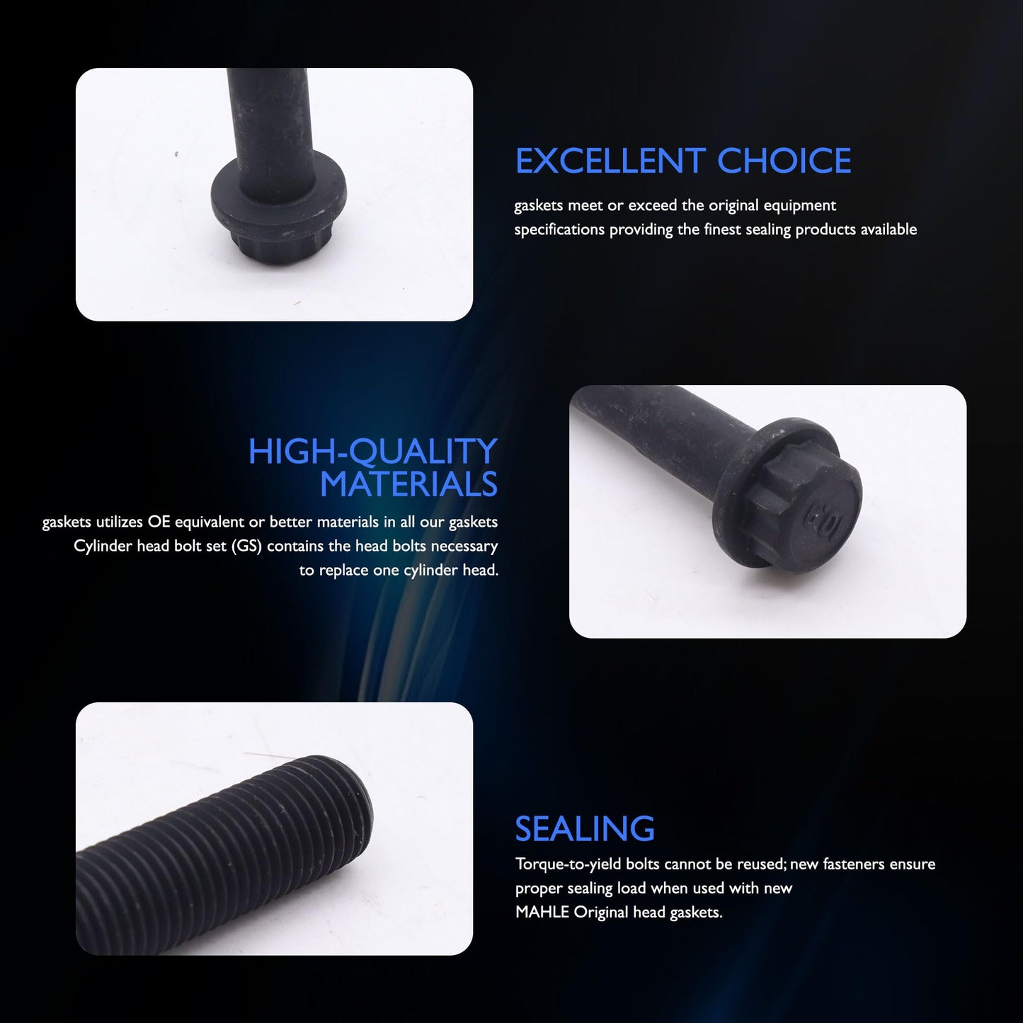 HiSport Engine Cylinder Head Bolt Set 10PC - Compatible with Toyota Tacoma 1995-2020 4Runner 1996-2010 T100 1994-1998 2.4L 2.7L - Replace ES72182 220-1043 GS33402