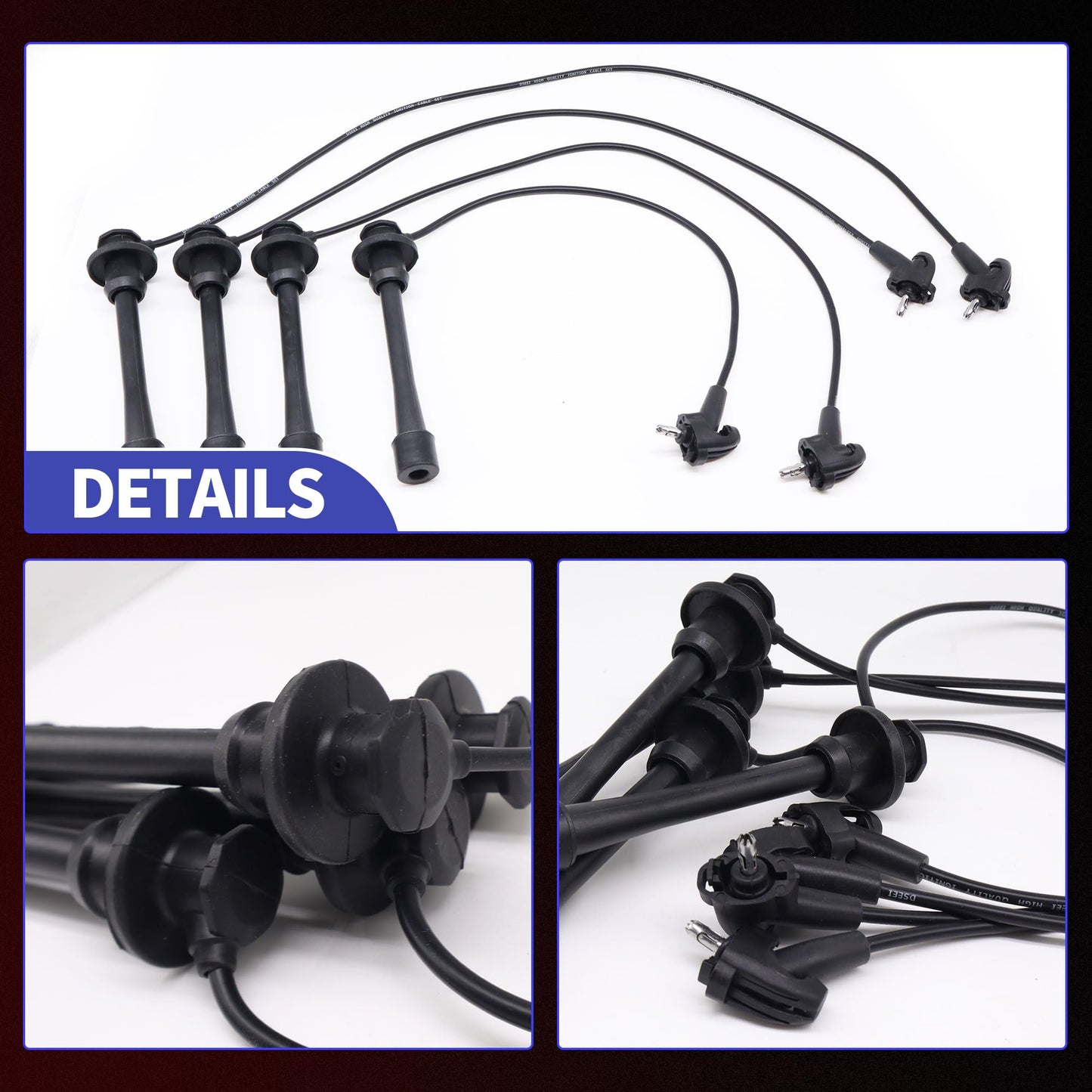 HiSport Spark Plug Wire Set - 671-4146 Replacement for Toyota Camry 1997-2001 2.2L, Solara 2.2L 1999-2001,RAV4 1998-2000 2.0L L4 Replace UF180